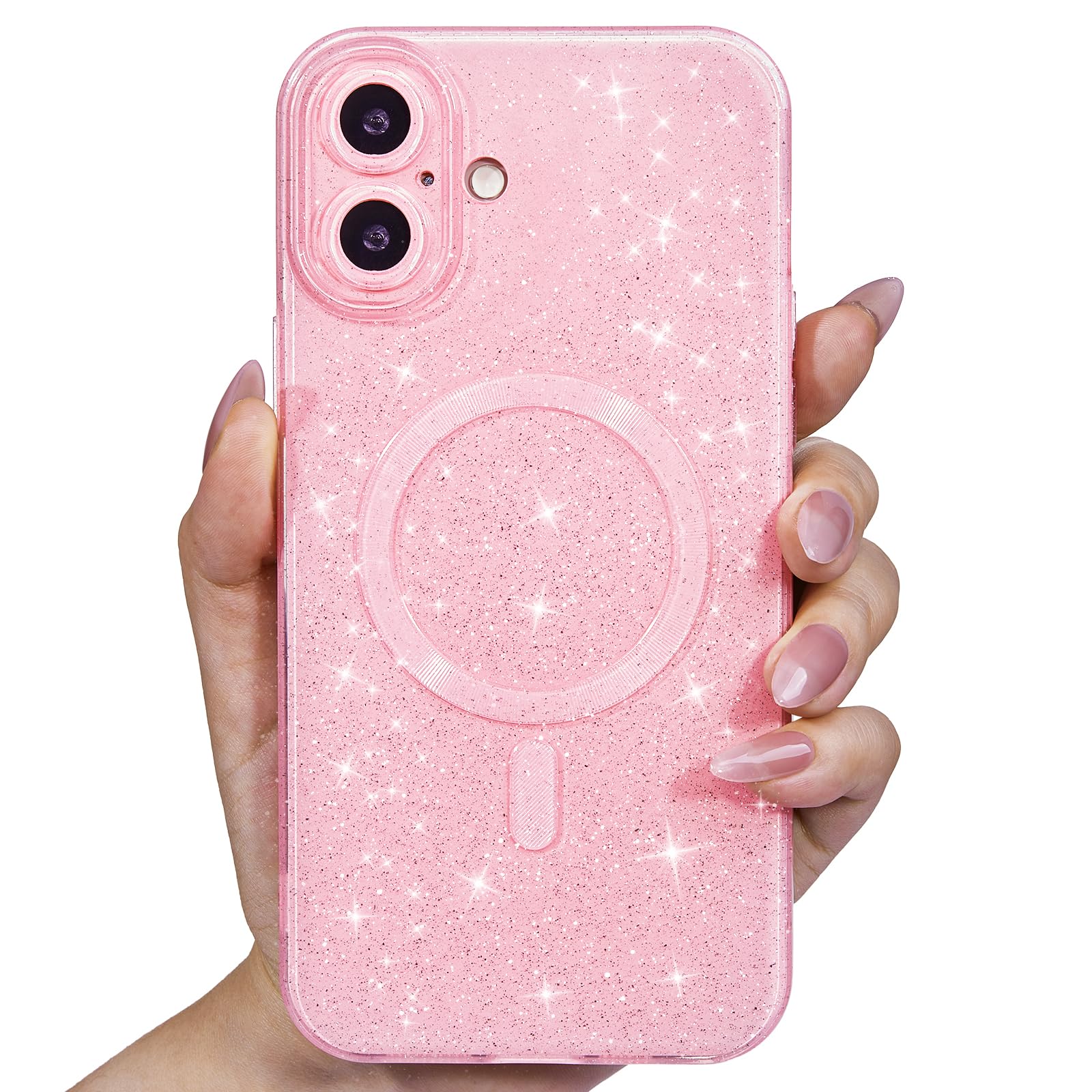 Svanove Glitter Case for iPhone 16 Plus Phone Case Magnetic Compatible with Magsafe, Sparkle Bling Shiny Sparkly Cute Girly Design, Bright Trendy
