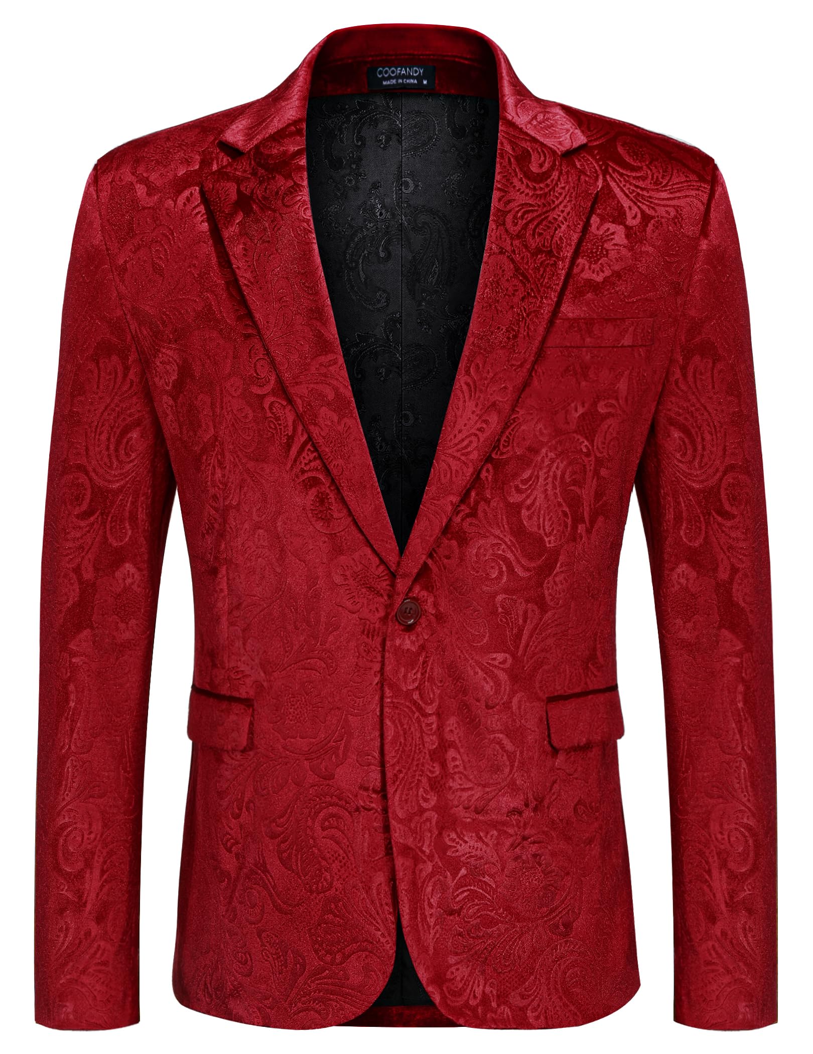 COOFANDY Men's Velvet Blazer Notched Lapel Velour Suit Jacket One Button Tuxedo Jackets for Wedding Prom Party Dinner