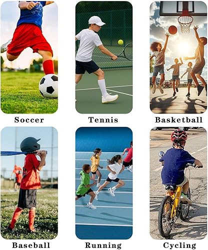 Miniatura 6 de Juego de 24 calcetines de fútbol con agarre juvenil con mangas de protección de espinilleras para niños y niñas 7-14 para fútbol y baloncesto