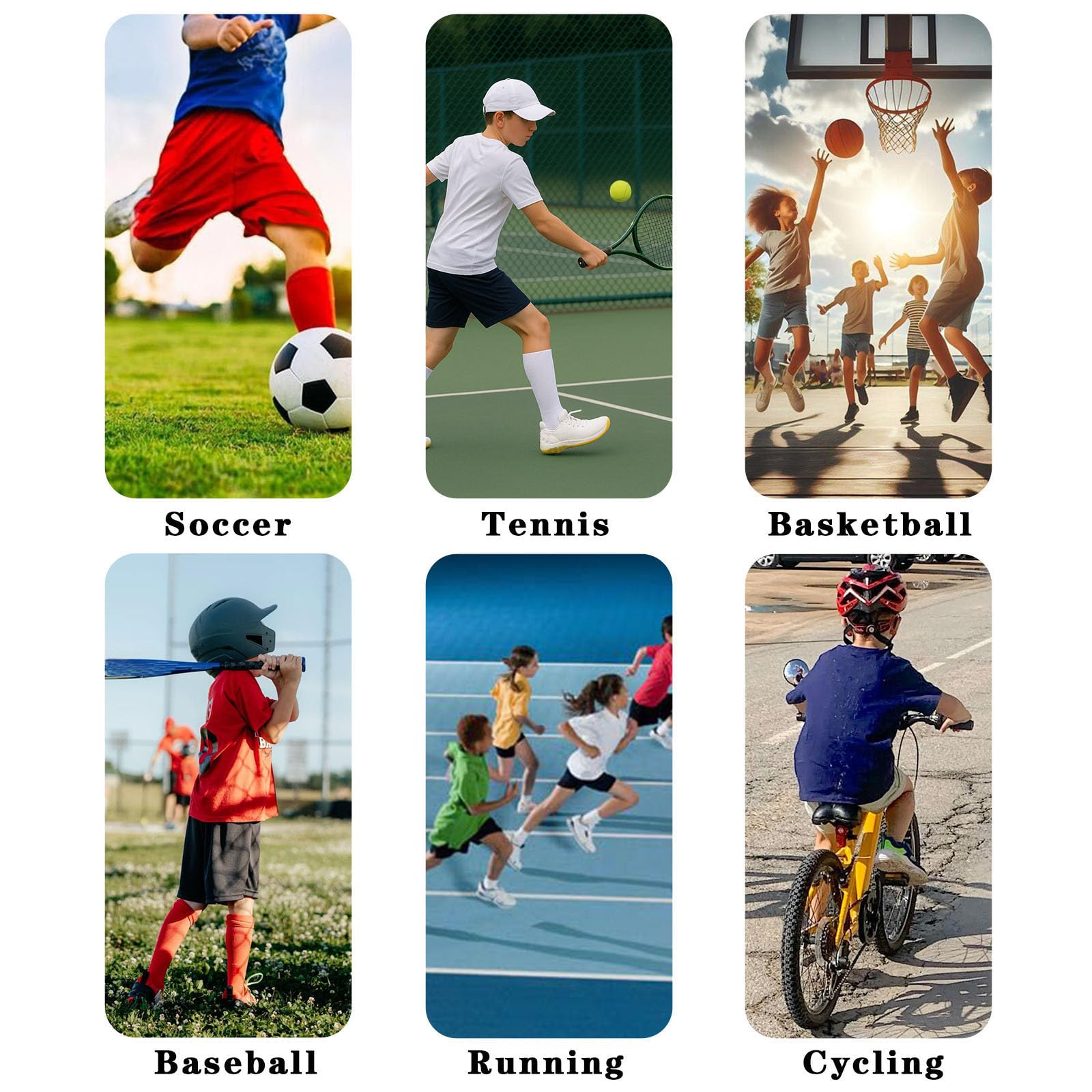 Juego de 2/4 calcetines de fútbol para jóvenes con mangas de espinillera, calcetines de manga para niños y niñas, 7-14 para fútbol y baloncesto