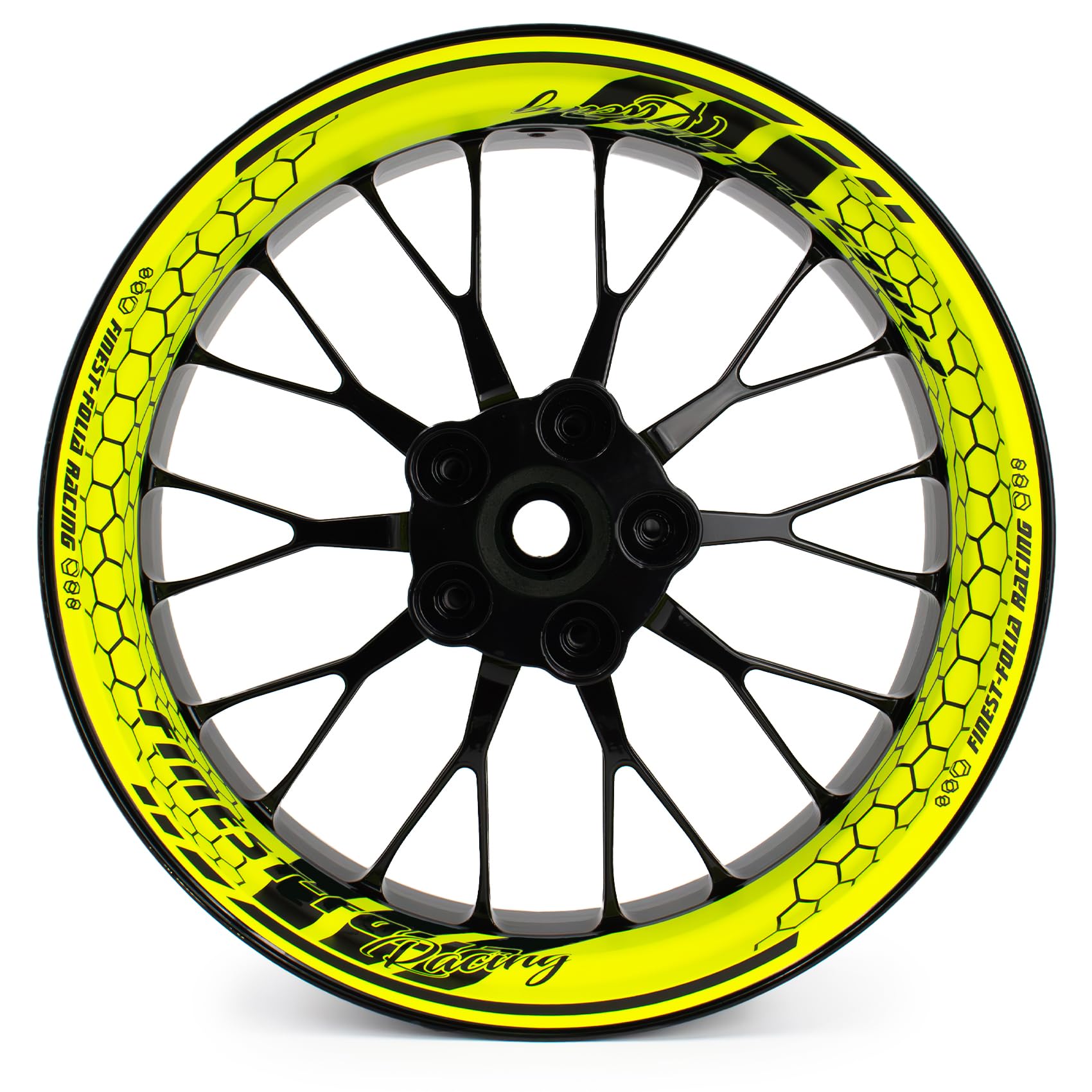 Set di 4 adesivi per letto della ruota per cerchi da 17 pollici, decorazione completa in pellicola per adesivi per cerchioni moto, autoadesivi, impermeabili, resistenti ai raggi UV MR021 (11-02 Giallo