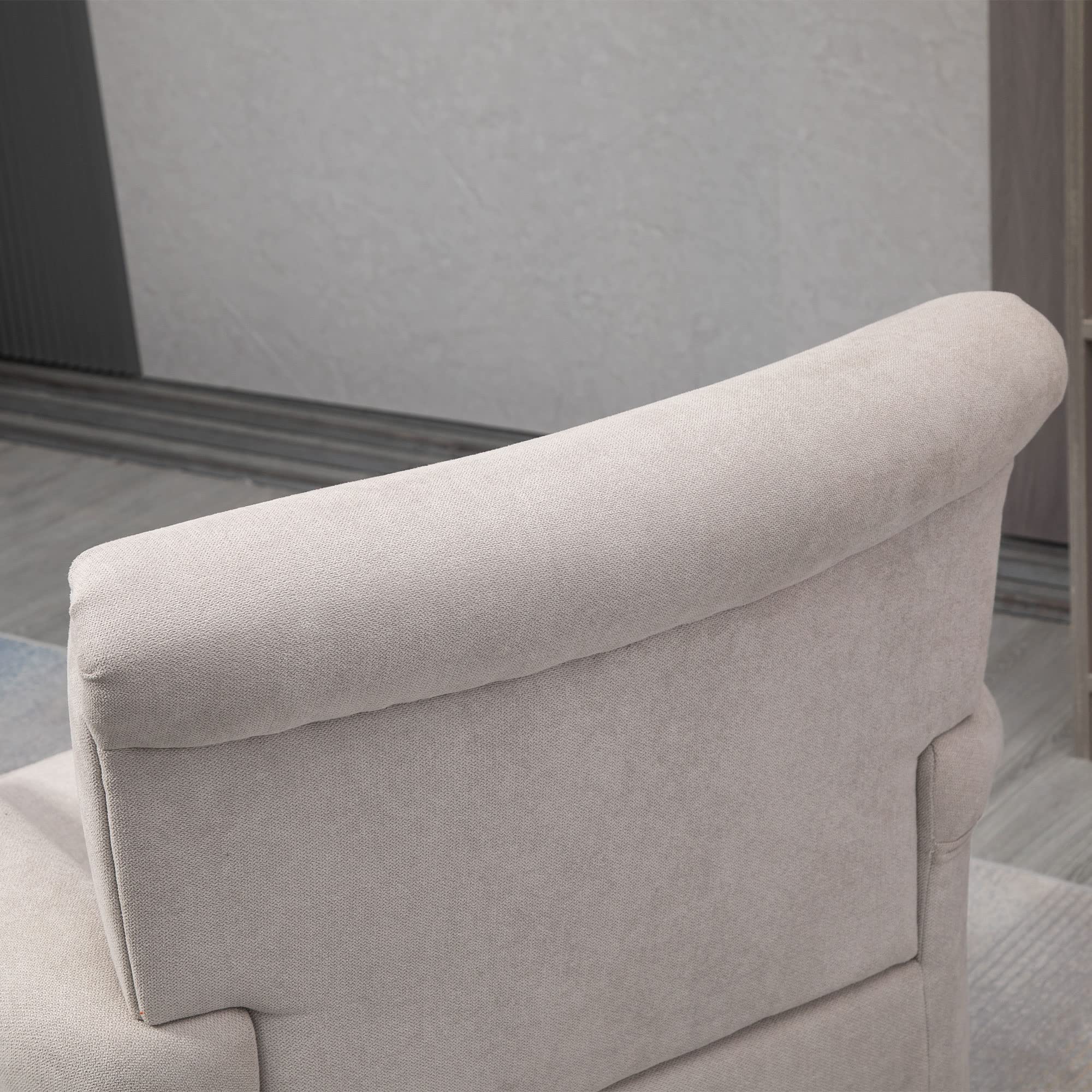 HOMCOM Poltrona d'Arredo in Stile Nordico con Braccioli, Poltrona Imbottita in Legno e Poliestere, 79x78x87 cm, Grigio e Marrone