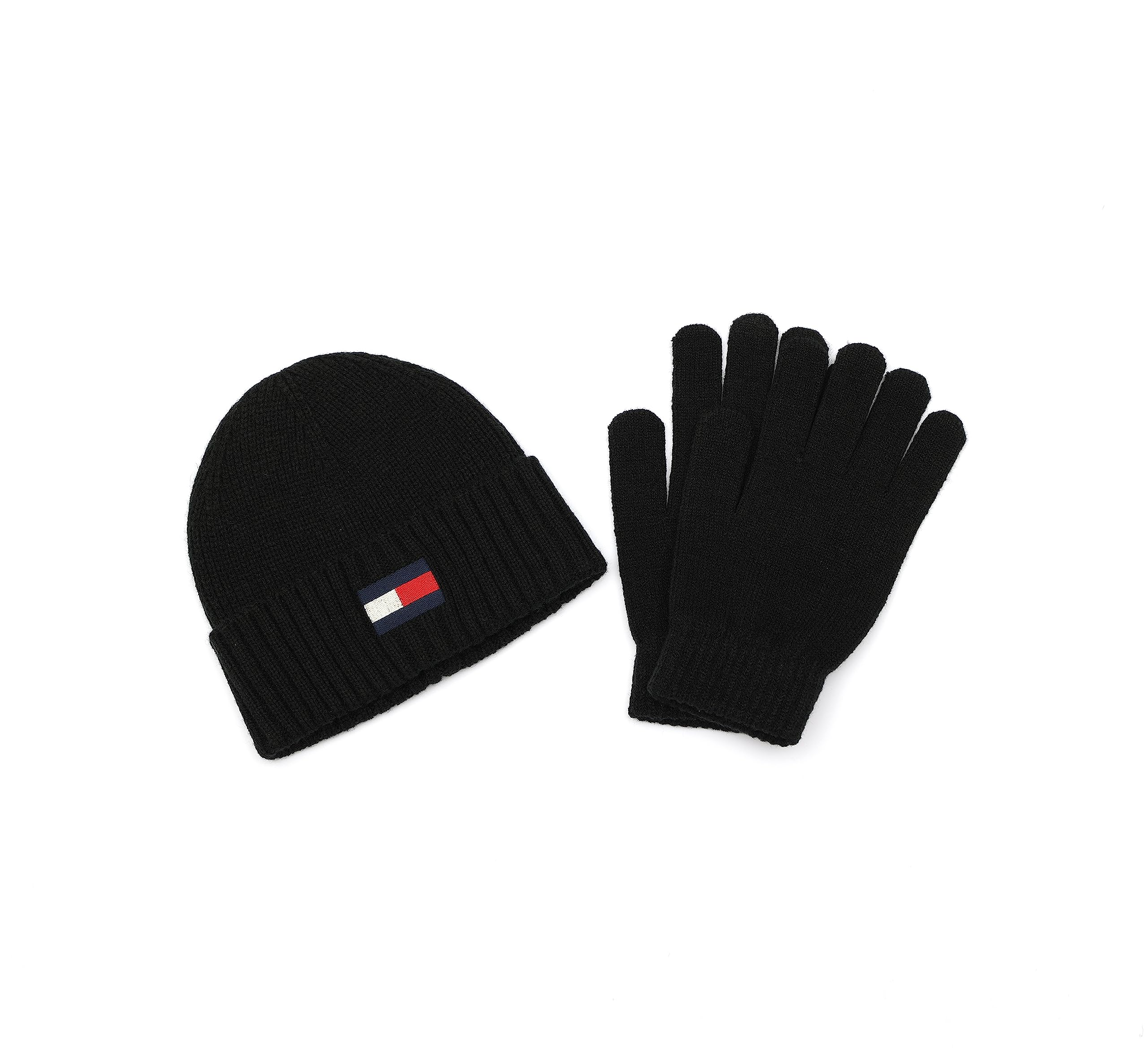 Tommy Hilfiger Men's Emboidered Flag Watch Cap and Glove Set
