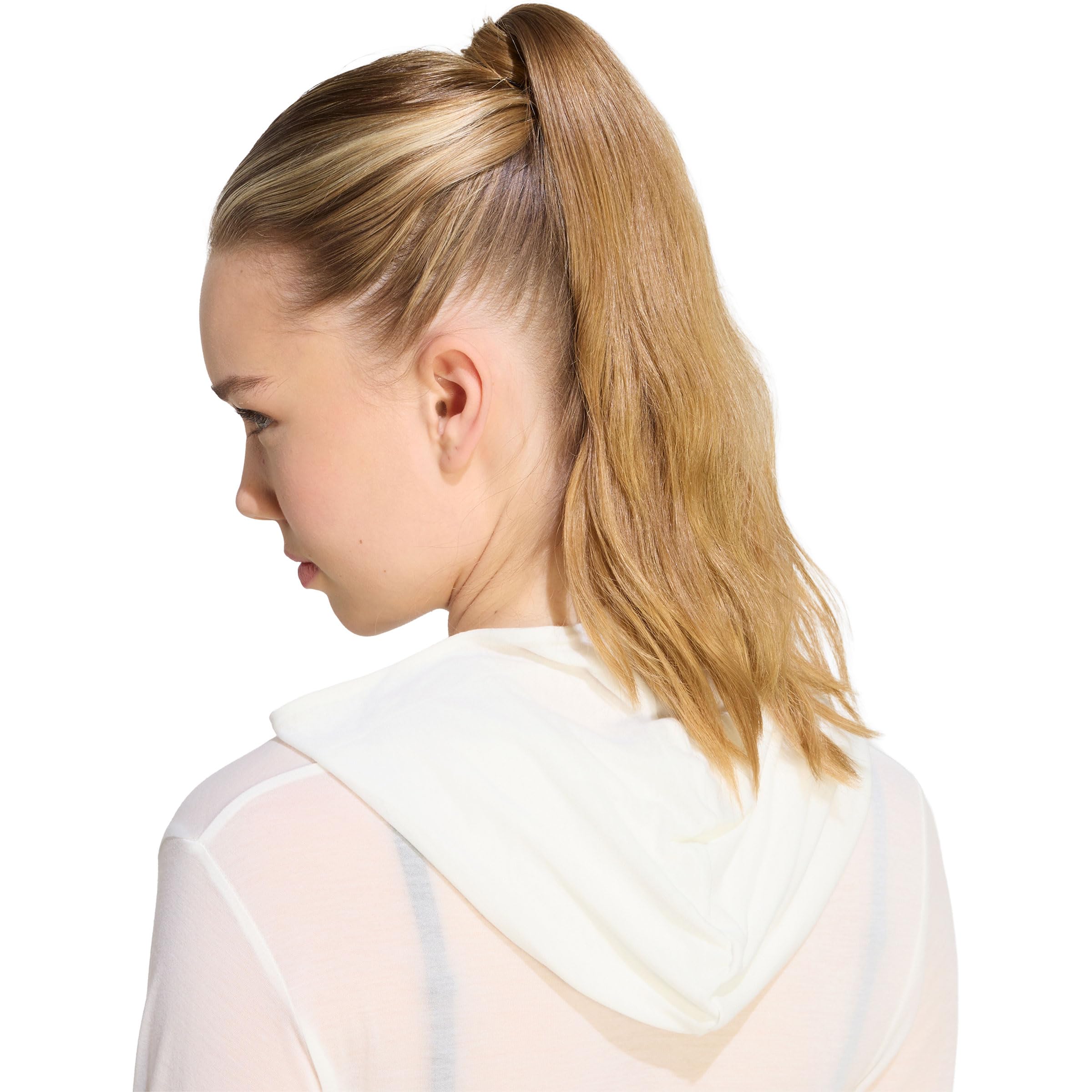 adidas Kobiety Soft Lux Sheer Hooded Long-Sleeve Shirt, off white, M