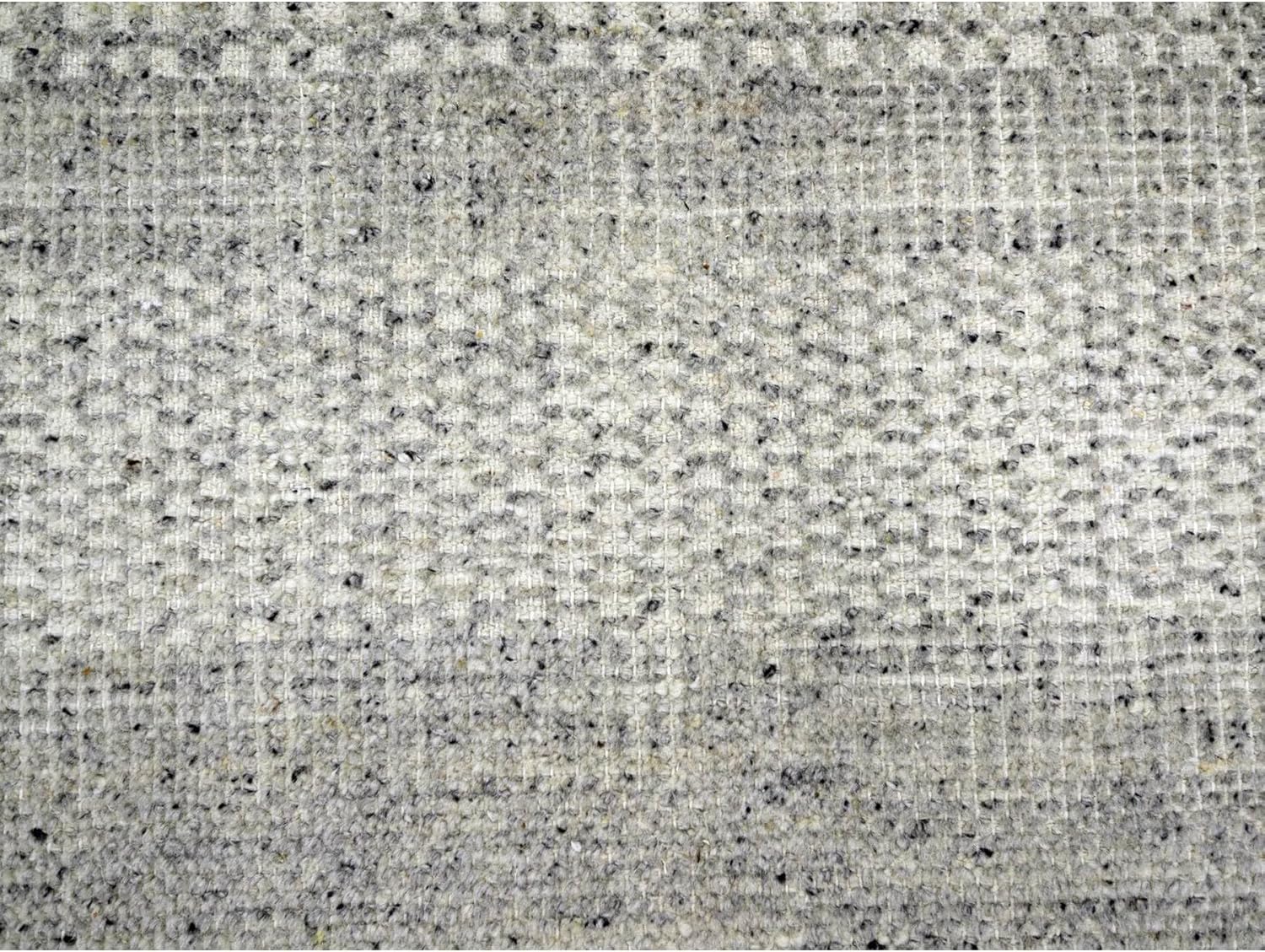 Hand Knotted Wool Oriental Rug, Gray, Distressed Grass Design with Exposed Warps, 6x9