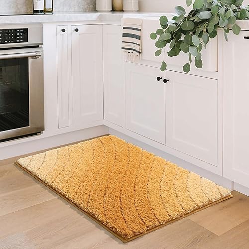 Miniatura 4 de DEXDE Tapete de baño de lujo, tapete de baño de microfibra esponjosa, extra suave y absorbente, antideslizante, tapete de baño para suelo de baño,