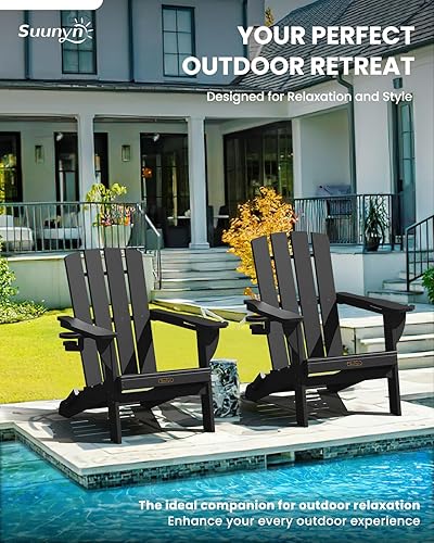 Miniatura 3 de Silla Adirondack plegable, sillas para hogueras de polietileno de alta densidad para todo tipo de clima, sillas Adirondack de plástico con soporte