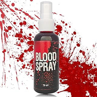 BKPPLZP Fake Blood Spray Makeup,Halloween Liquid Fake Blood Washable,Realistic Blood Splatter for Clothes Clown Costume Cosplay Vampire Zombie Monster SFX Halloween Makeup(2.1 oz)