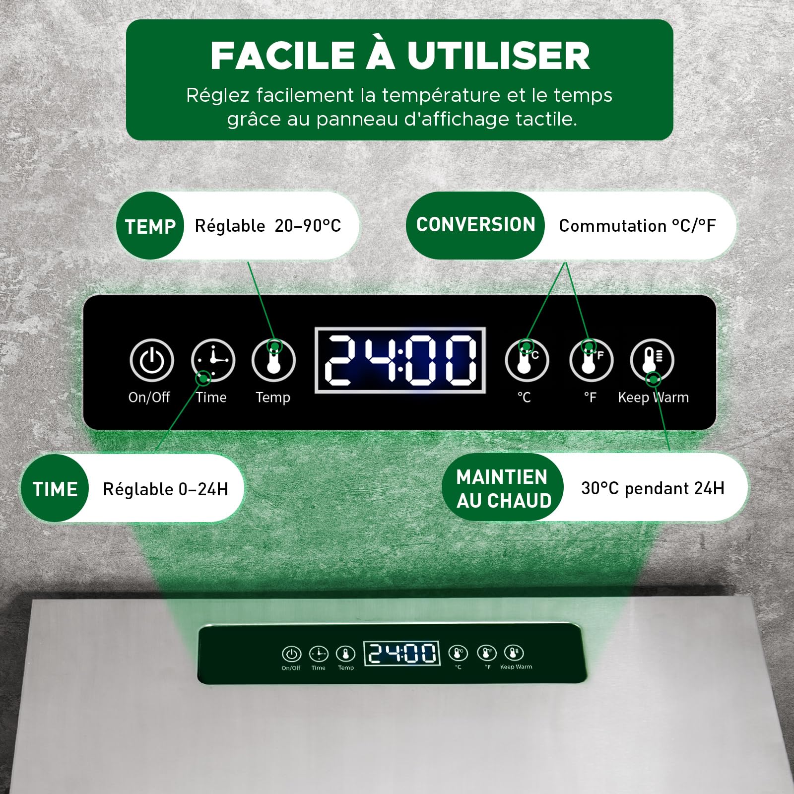 Kwasyo Déshydrateur Alimentaire, 10 Plateaux Desydratateur avec Minuteur (24H) Deshydrateur de Fruit et Legumes Température Réglable (30 à 90°C), Livre de Recettes
