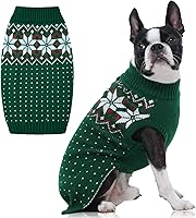 Vista 25 de FUAMEY - Suéter navideño para perros, suéter cálido clásico con diseño de copo de nieve para Año Nuevo, suéter de cuello alto de punto para clima