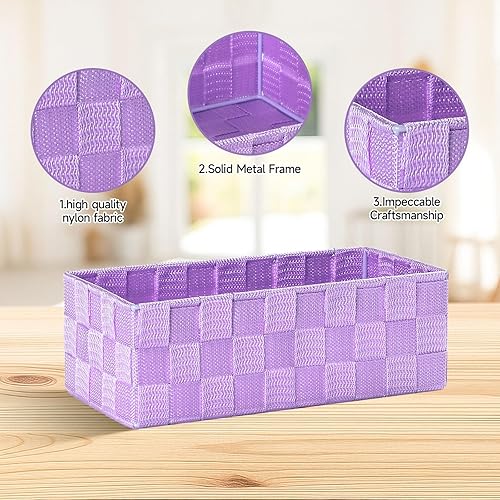 Miniatura 56 de Posprica Cestas de almacenamiento tejidas para organizar, pequeñas cestas negras de cubo organizador divisor para cajón, armario, estante, aparador,