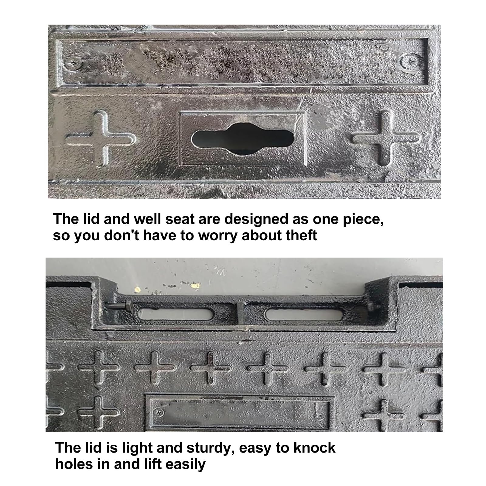 Piastra per fogna quadrata in metallo resistente, coperchio di ispezione per cortile, marciapiede, vialetto