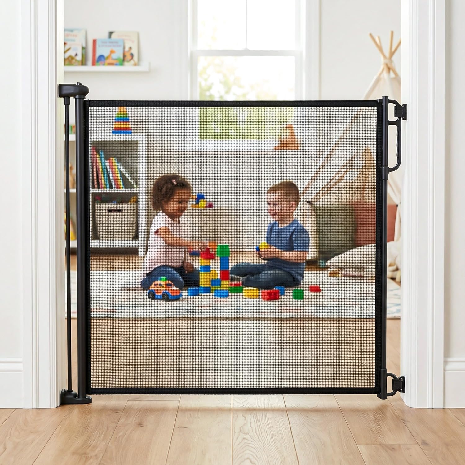 Baybee Retractable Baby Safety Gate for Kids | 140 cm Stretchable Mesh | Drill-Mount Barrier for Toddlers & Pets | Foldable, Adjustable Height for Home, Kitchen & Stairs (Black)-image-42