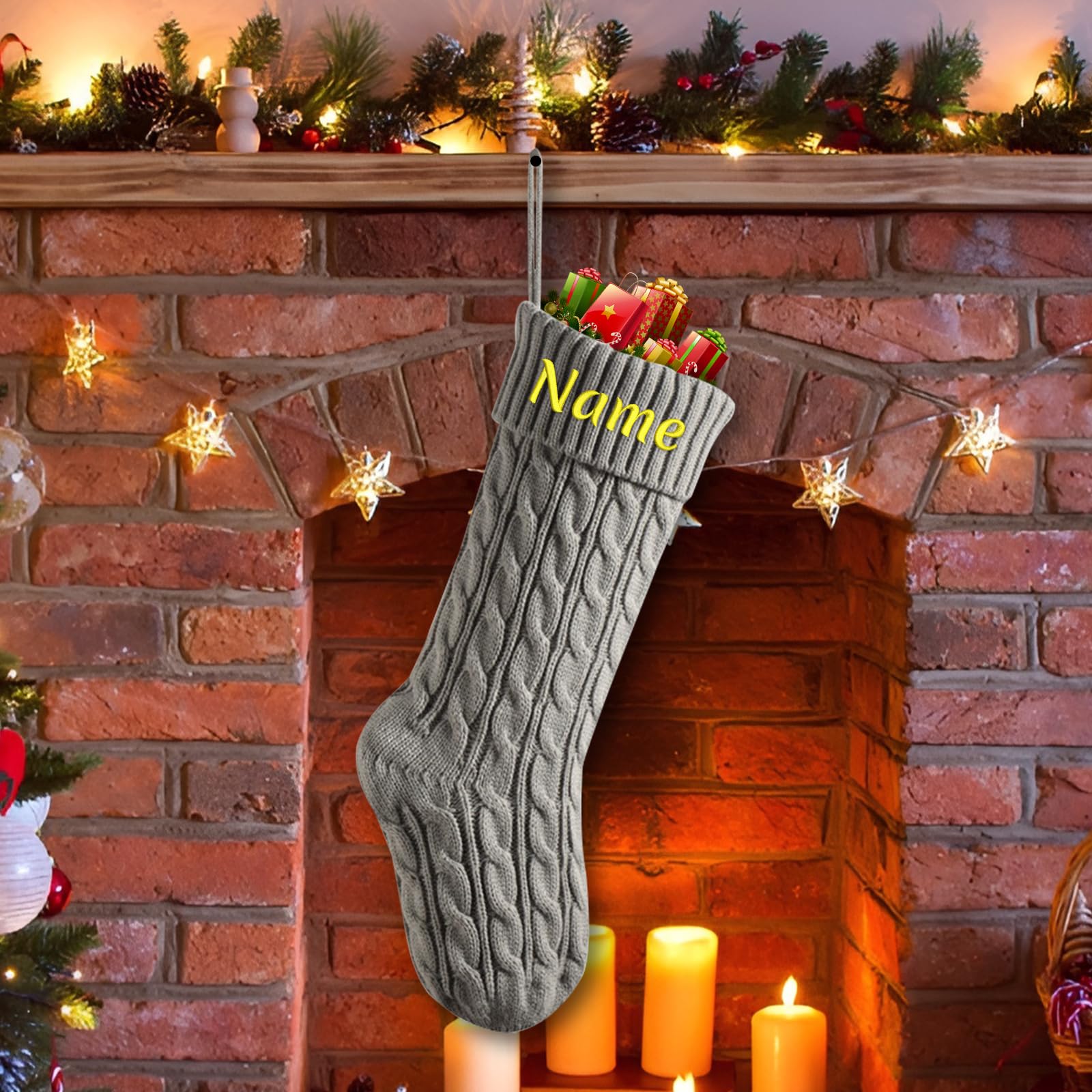 SHKINETARRY Personalized Christmas Stockings, Custom Christmas Stockings with Names, Large 18” Embroidered Customized Christmas Stocking, Christmas Decorations for Fireplace Xmas Tree, Gifts for Xmas