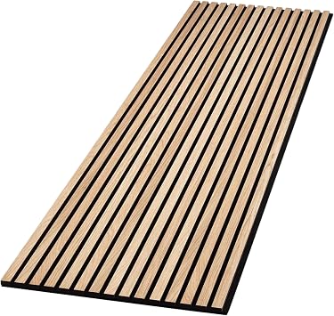 WVH Luxury American Oak Acoustic Slat Wood Wall Panels, Measures 94.49" x 25.20", Standard Finish, Interior Decor for Walls & Ceilings, Noise Cancelling & Sound Absorbing for Home & Office, 2pcs