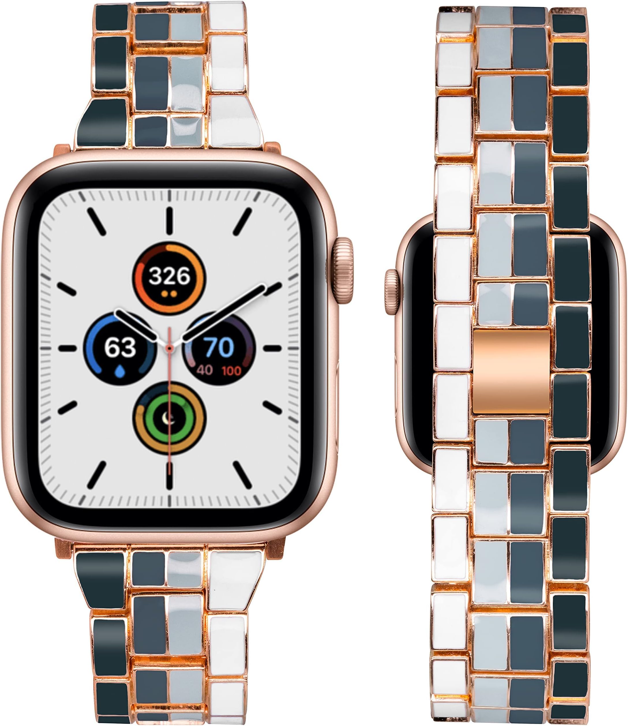Watch Band Compatible with Apple Watch 38/40/41mm Colorful Solid Stainless Steel Metal Fashion Wristband Bracelet Women Strap for iWatch Series SE/7/6/5/4/3/2/1