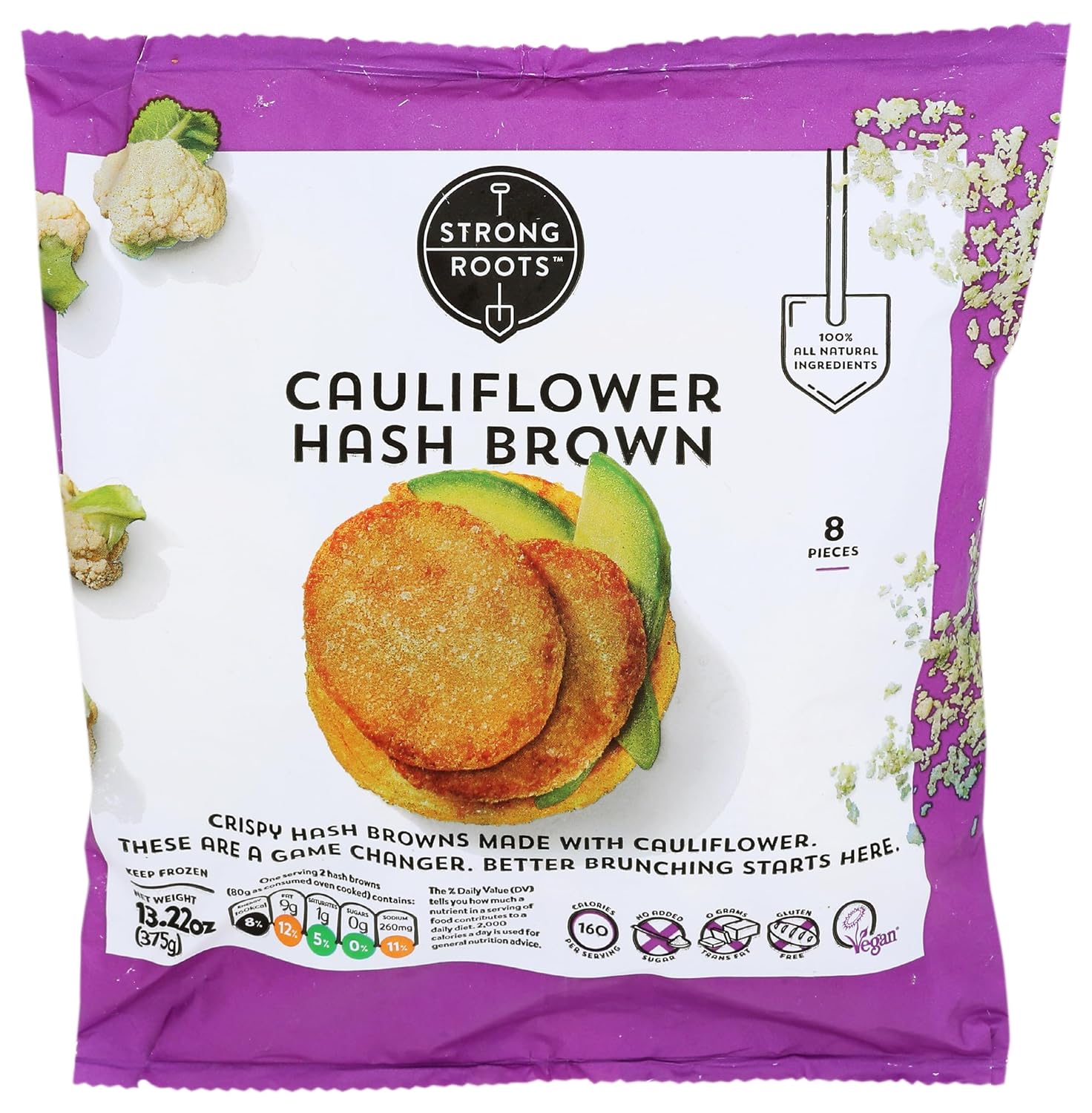 STRONG ROOTS Cauliflower Hash Browns, 13.22 OZ Grocery