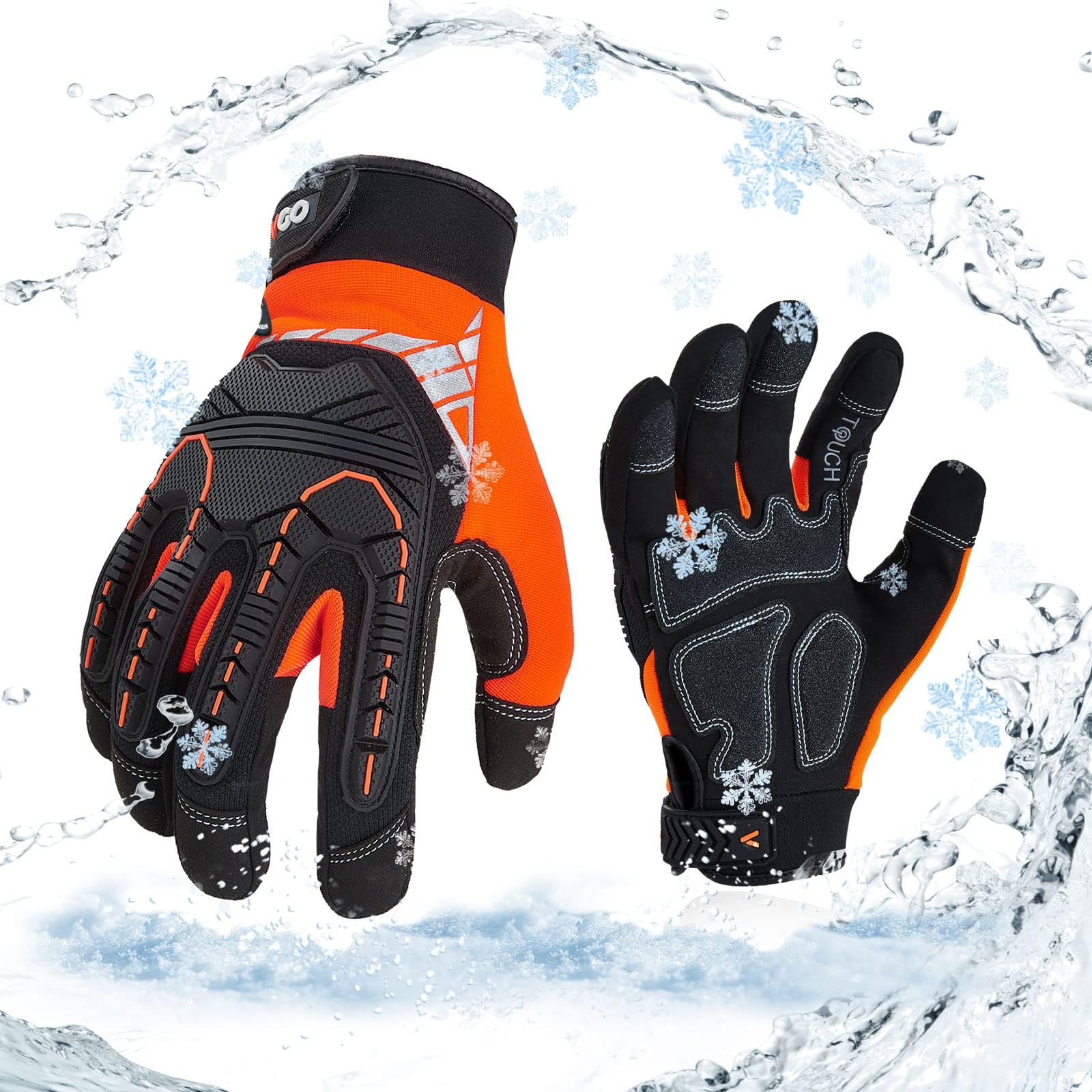 Vgo... 32°F Waterproof Winter Work Gloves Men Mechanic Touch(SL8849FW,XL)