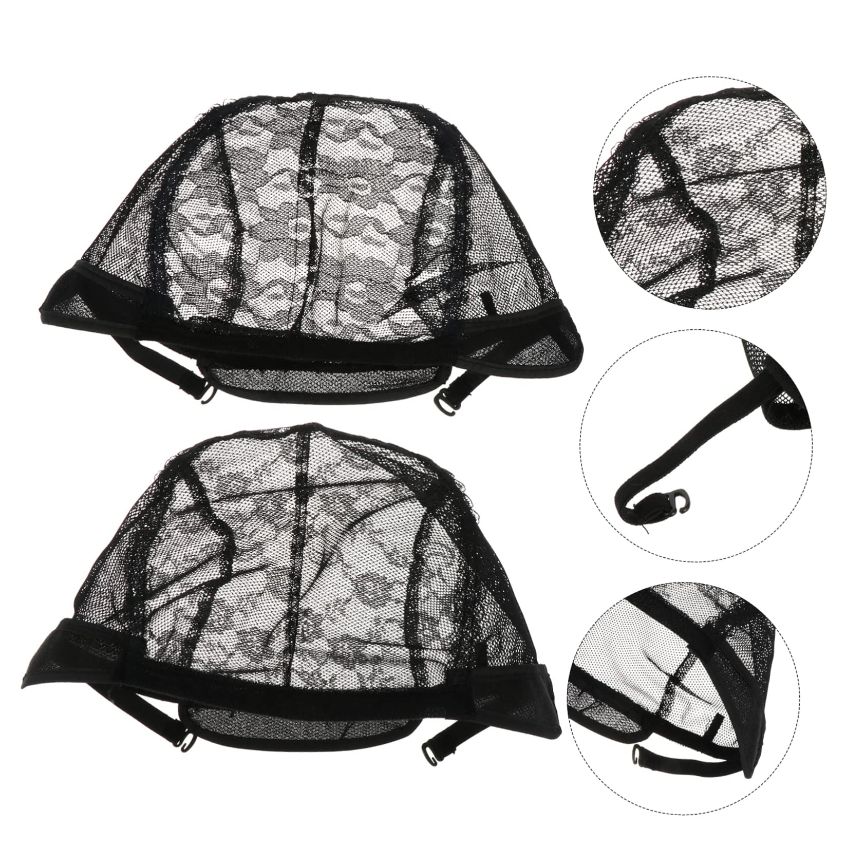 minkissy 12 Piezas Gorro de peluca de encaje Red elástica para pelucas Red de encaje para pelucas Red para pelucas ajustable Malla red para el cabello sombrero casquillo de la peluca tela