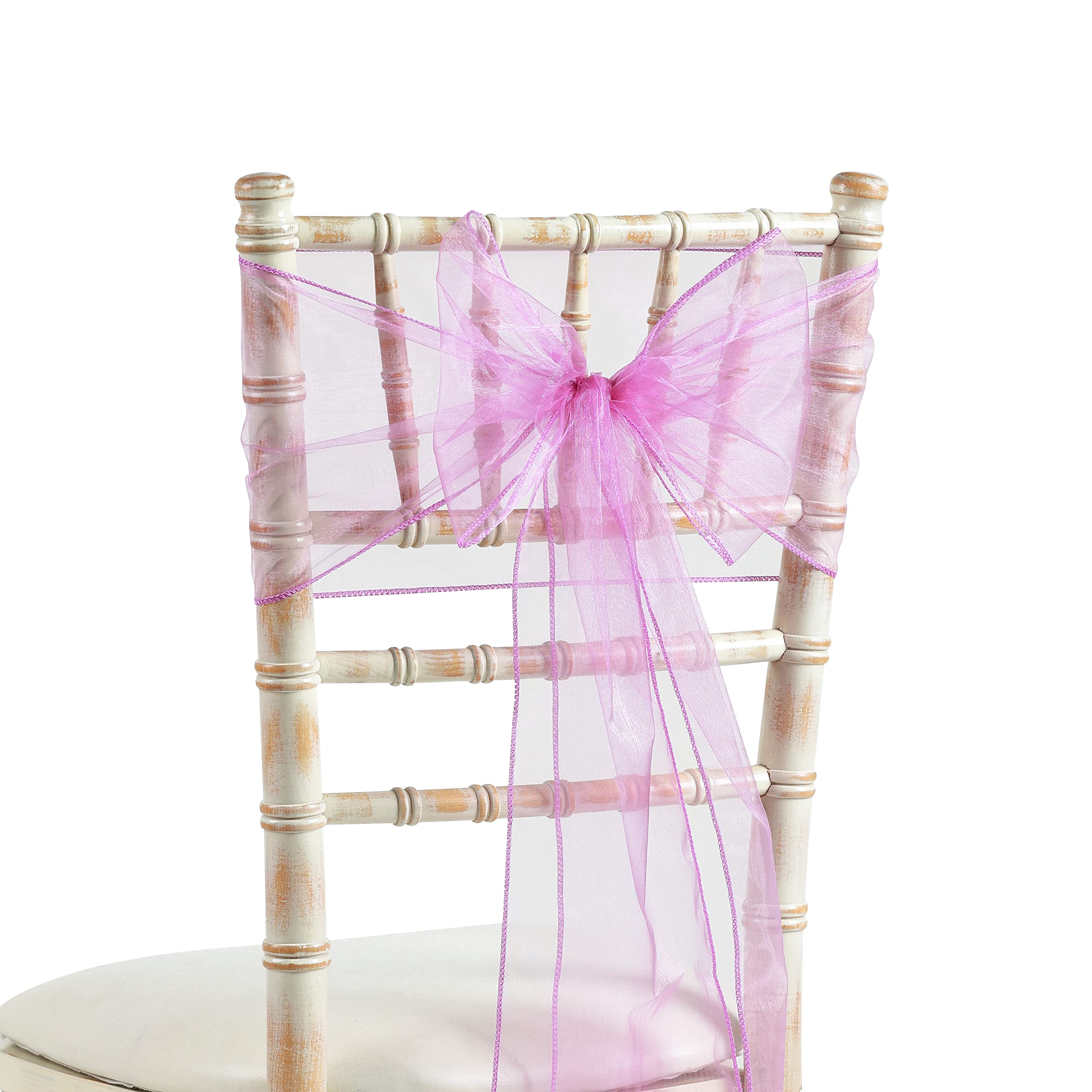 20x275cm Organza Sash Wider Sash Fuller Bows Chair Cover Bows Sash for Wedding Party Birthday Decoration (25, Hot Pink)