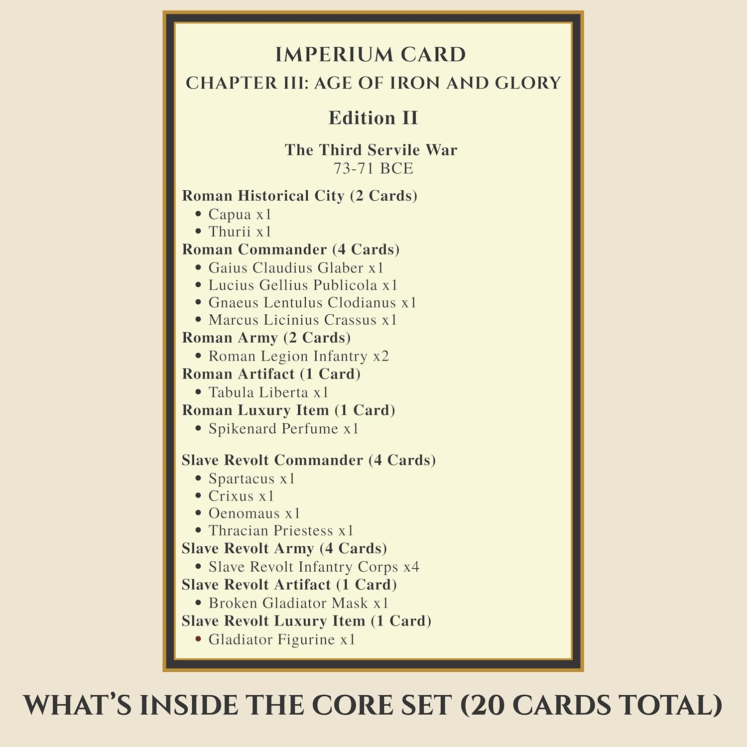Sumeru & Seed Imperium Cards – Historical Strategy Card System – The Third Servile War Core Set – Spartacus Revolt – Sandbox Tabletop Experience
