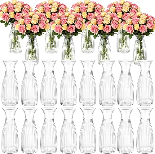 24 Pack Plastic Bud Vases Bulk, Small Vase for Flowers, 6.7 Inch | Unbreakable Crystal Bud Vases, Plastic Flower Vase for Centerpiece Home Dining Table Wedding Party Decorations