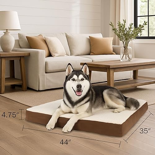 Vista 49 de PETMAKER Cama ortopédica para perros, colchón de espuma viscoelástica de 2 capas de 30 x 20.5 pulgadas con funda de sherpa lavable a máquina