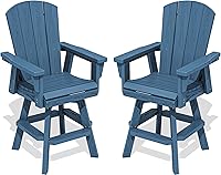Vista 23 de SERWALL Silla de bar Adirondack giratoria de HDPE, silla Adirondack giratoria para balcón, taburetes de bar de altura de barra al aire libre