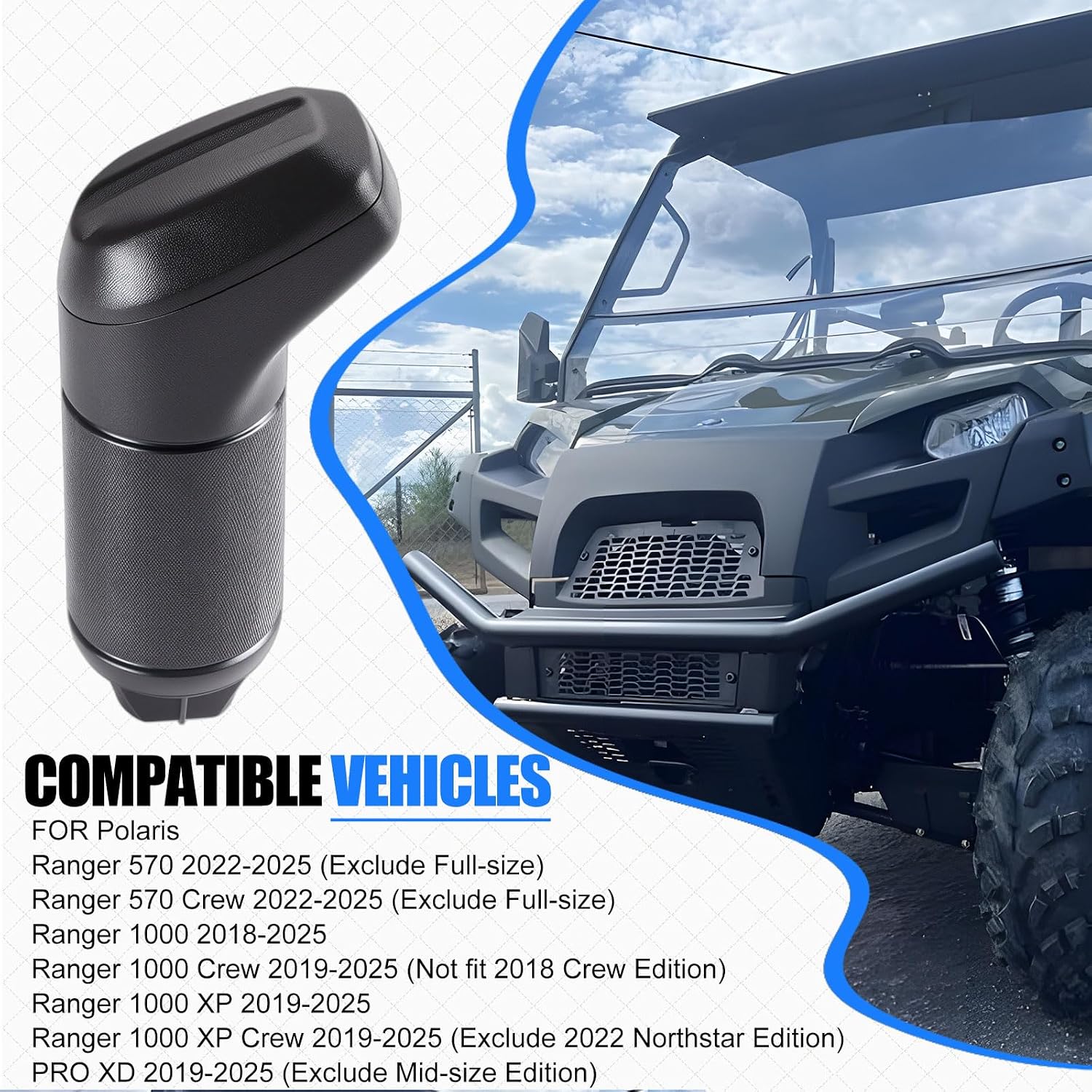 Shifter Knob & Cover for Polaris Ranger 570 Crew Ranger 1000 Crew XP PRO XD 2018-2025 5457934-070 5455971-070