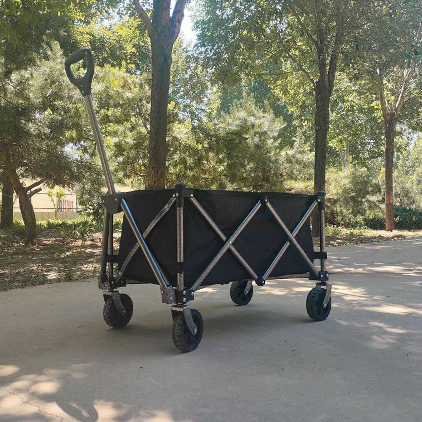 lyrlody Klappbarer Wagen, Strandwagen aus Polyesterstahl, 100 L Outdoor-Allzweckwagen mit 150 Kg Kapazität, Faltbares Aufbewahrungs-Push-Design für Camping, Einkaufen, Sport