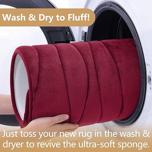 Miniatura 6 de Buganda Tapete de baño de espuma viscoelástica de 47 x 17 pulgadas, extra suave y absorbente, antideslizante y lavable a máquina, tapete para suelo