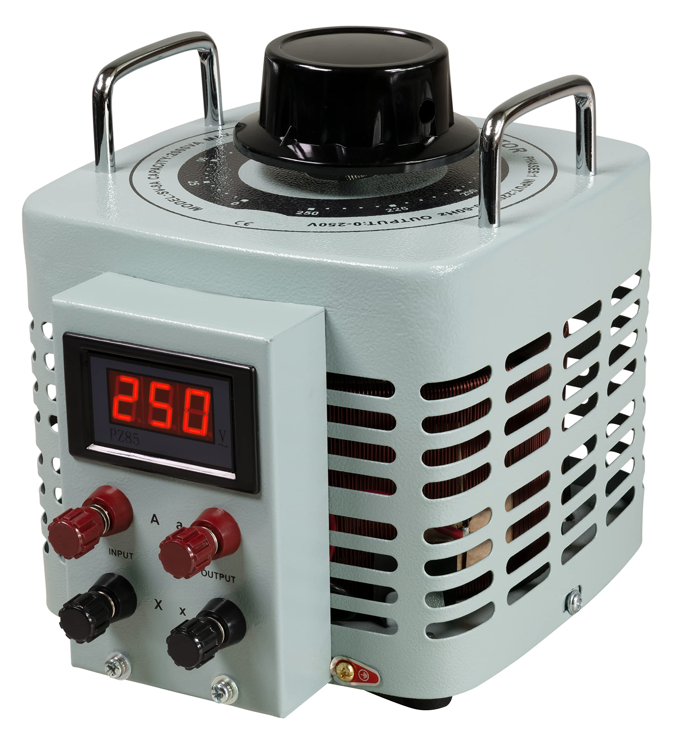 MC POWER - Transformador variable de baja tensión | V-8000 LED Display | Transformador variable toroidal regulable 0-250V 8A, 2.000 Watt, Sin aislamiento galvánico para taller de electrónica