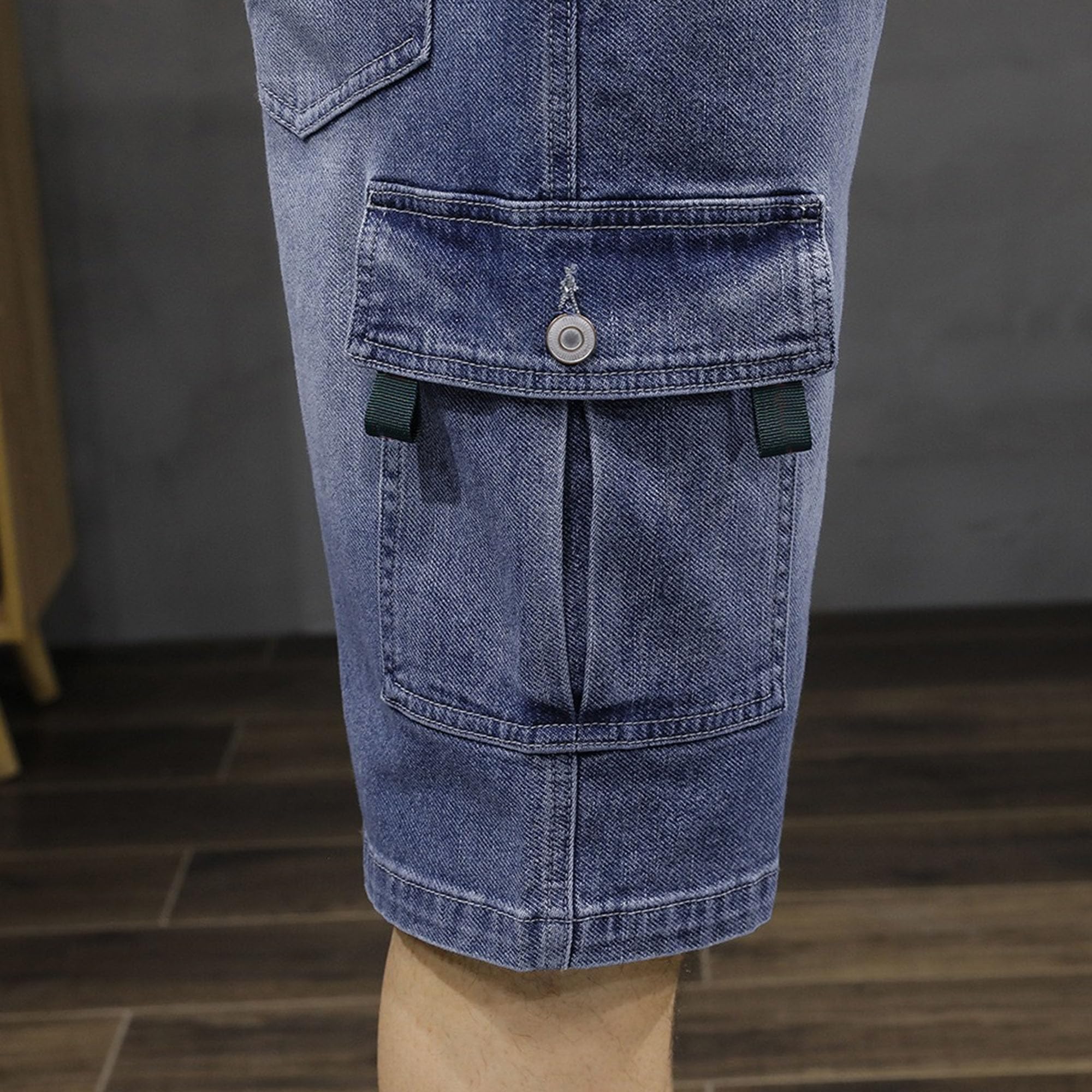 Short en jean multi-poches pour homme - Short cargo ample en jean pour homme