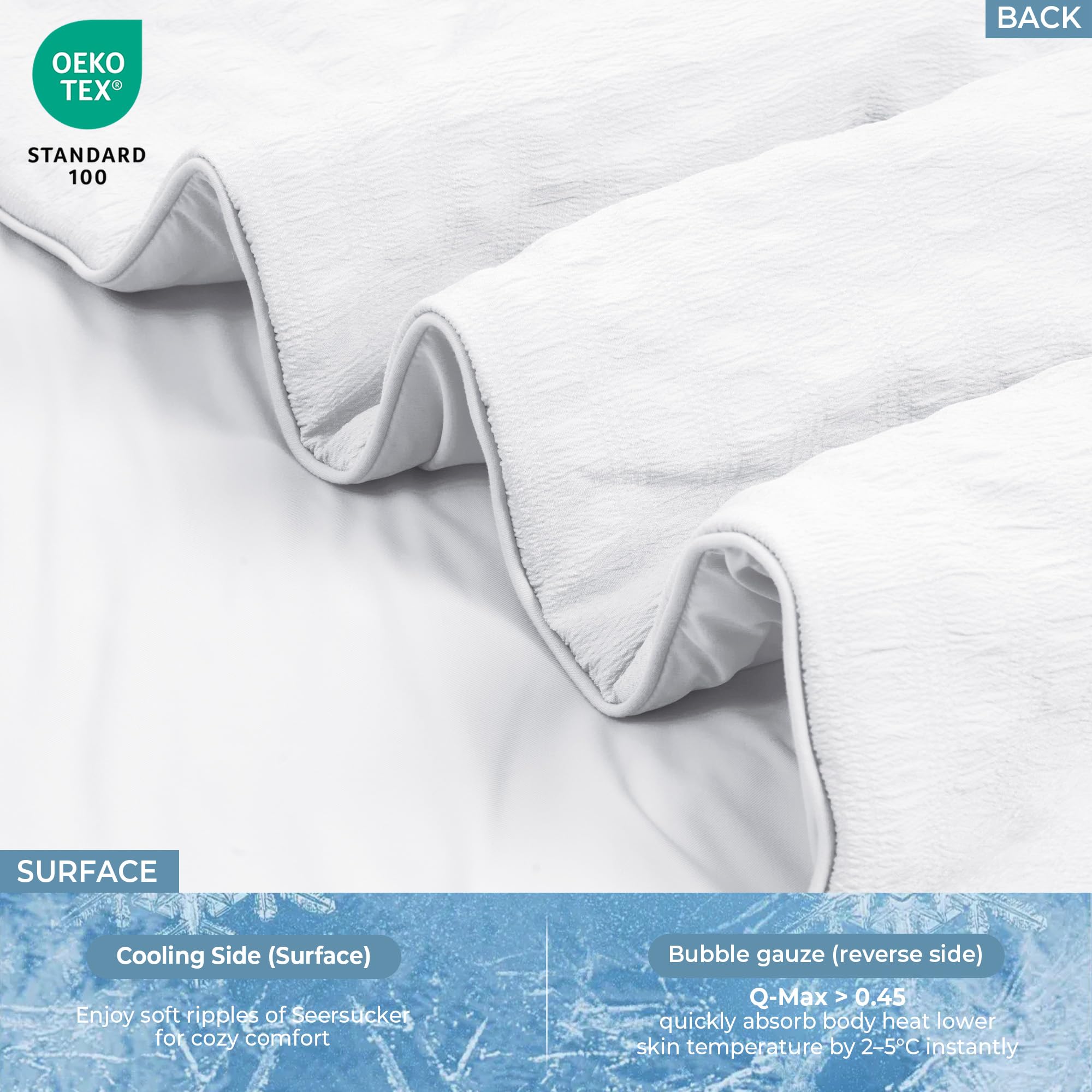 UNIKOME Coperta rinfrescante doppia faccia - Reversibile estate Bubble Sherpa & Ice Silk, leggera e traspirante, anti-calore e sudore, ideale per condizionatori, 220x200 cm, Bianco