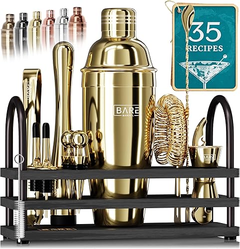 Miniatura 18 de BARE BARREL® Mixology Bartender Kit Bar Set | Juego de coctelera de 14 piezas | Herramientas de mezcla de Martini Barware para el hogar | 35 cobre,
