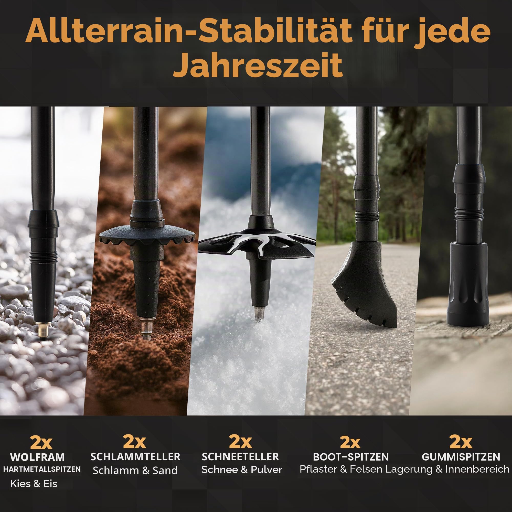 Foxelli Carbon Wanderstöcke – Faltbare leichte stoßdämpfende Stöcke zum Wandern, Trekking, Hiking und Laufen mit Naturkorkgriffen, Flip Locks, 4-Jahreszeiten-/All-Terrain-Zubehör und Tragetasche