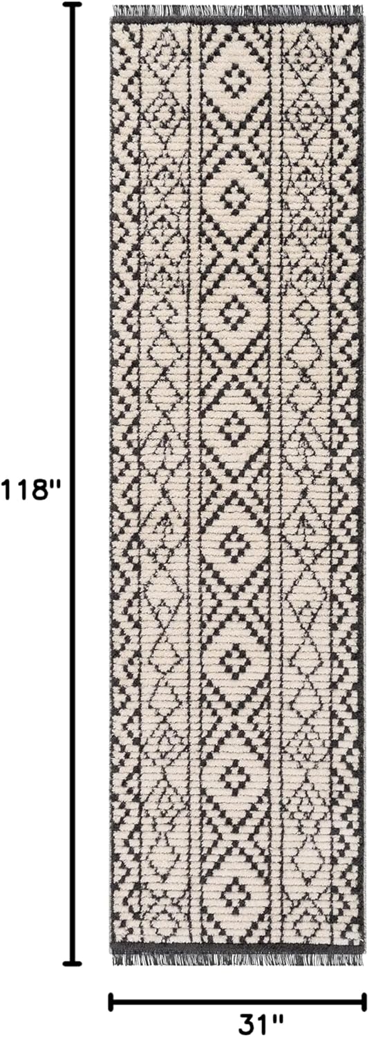 Well Woven Talannah Grey Tribal Diamond Lattice Pattern Runner Rug (2'7" x 9'10" Runner)