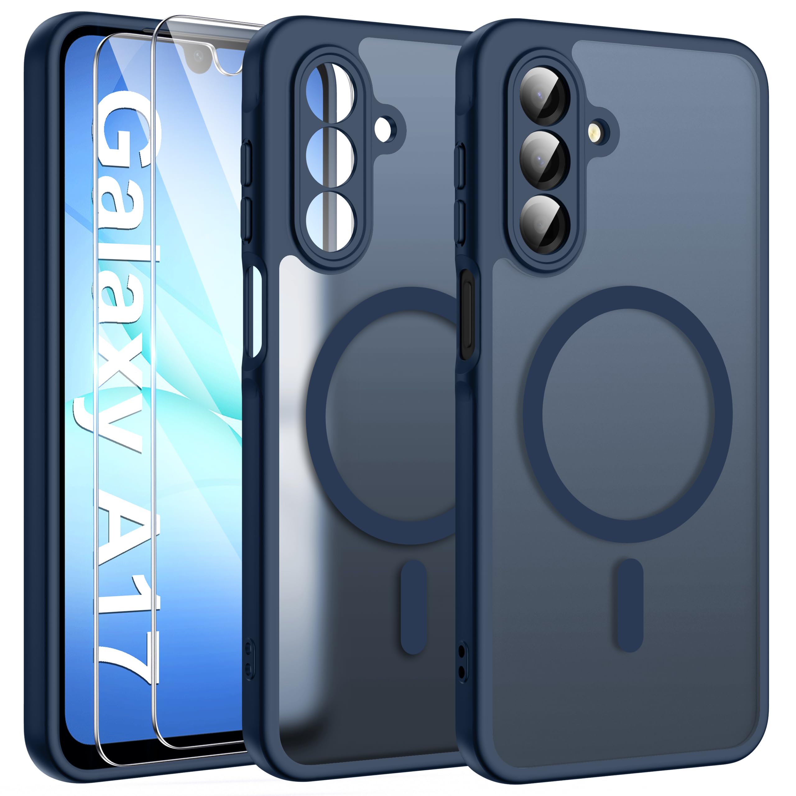 Opkiegrn für Samsung Galaxy A57 5G Hülle, Kompatibel mit MagSafe mit 2 Stück Panzer Schutz Glas Folie, KameraSchutz Folie Stoßfest Kratzfest Transluzente Matt Handyhülle für Samsung A57, Clear