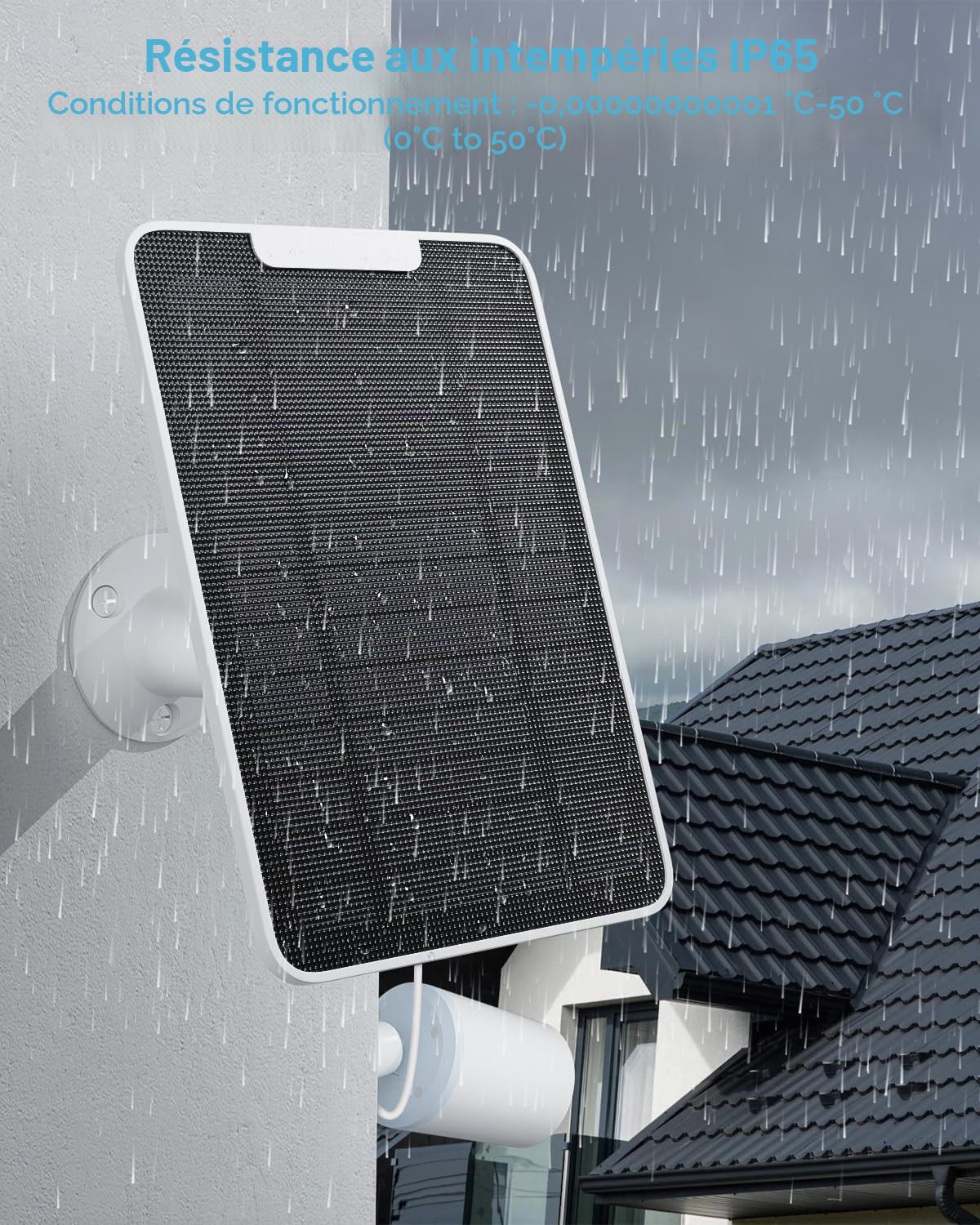 Lot de 3 chargeurs de panneau solaire Arlo Essential/XL, 5 W étanche IP65, câble micro USB 3 m, support mural (pas pour
