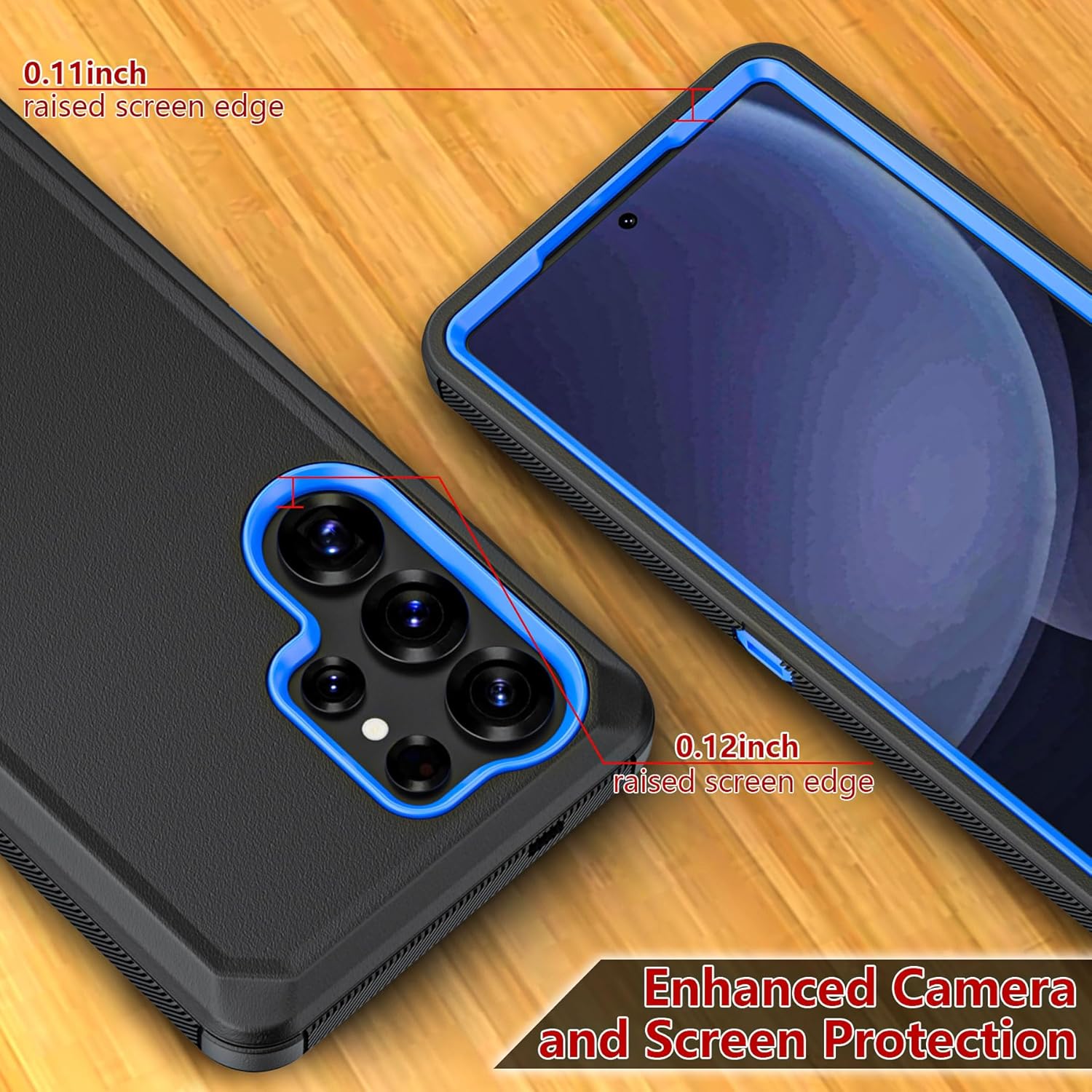 Phone Case for Samsung Galaxy S25 Ultra case,Heavy Duty Hard Shockproof Armor Protector Case Cover with Belt Clip Holster for Samsung S25 Ultra Phone Case (Black+Blue) - Image 3