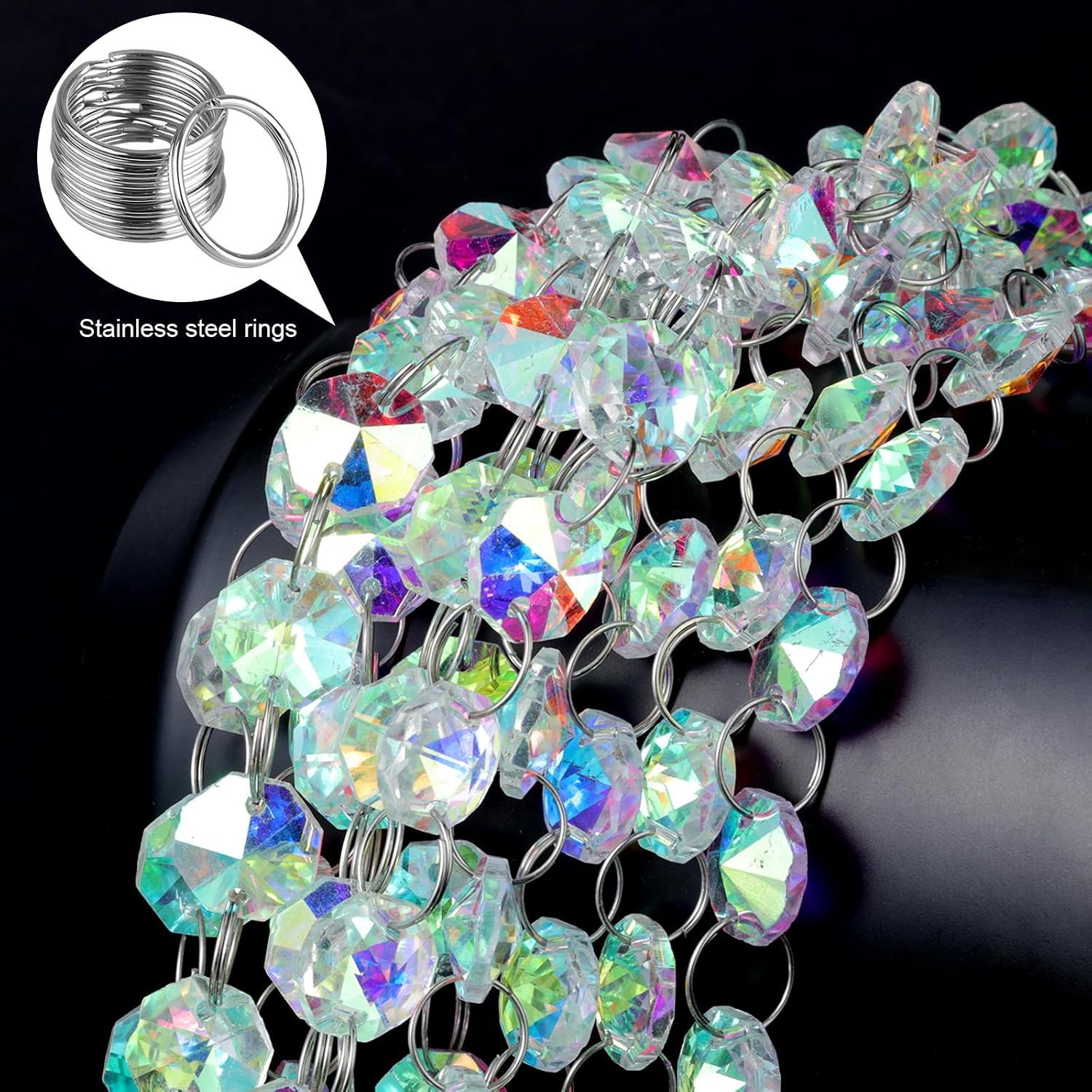 33FT K9 Glass Crystal Garland Chandelier Hanging AB Crystals Beads Strands
