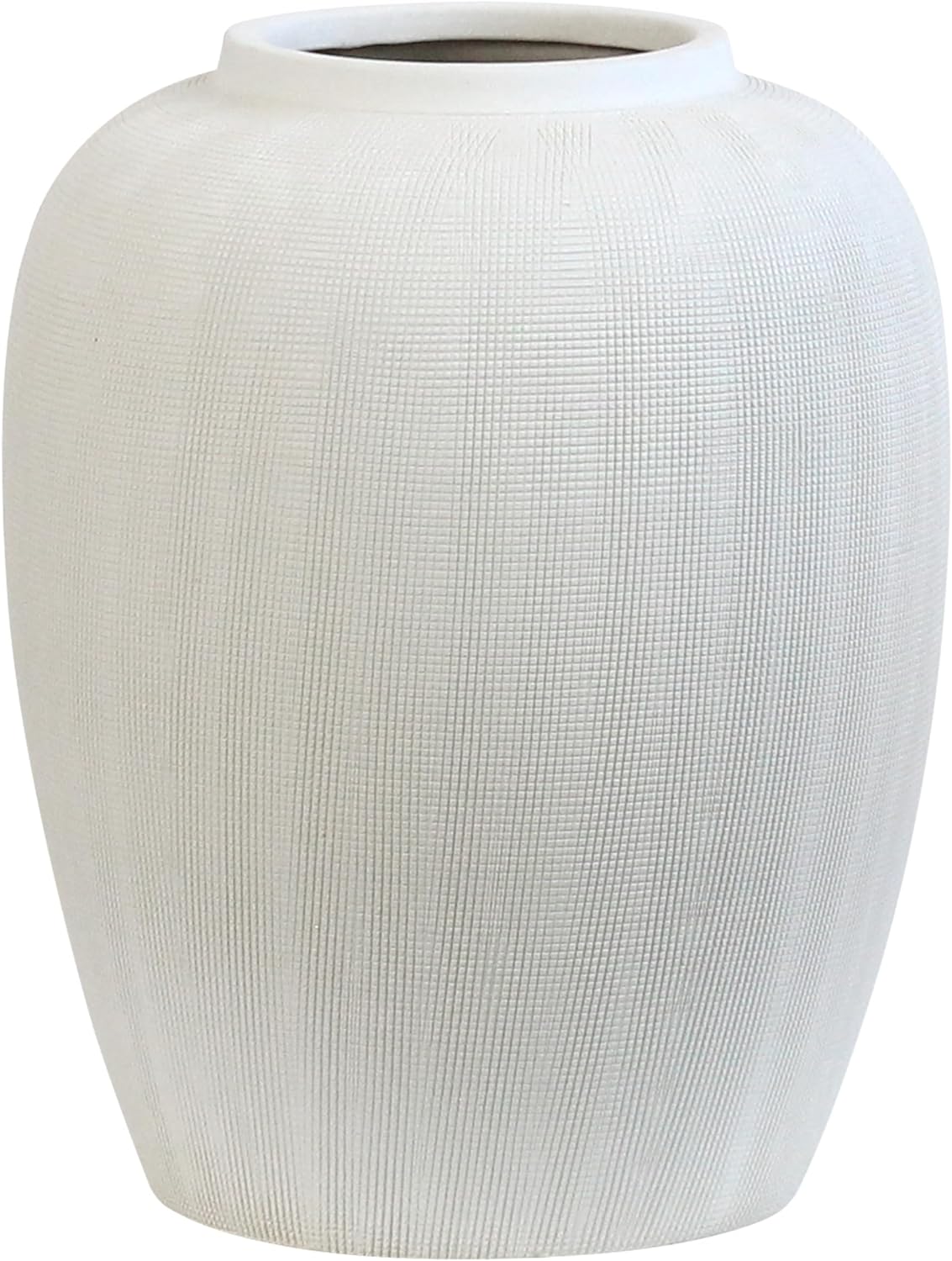Olly & Rose Rhodes Handmade Patterned White Ceramic Flower Vase - Modern Vase for Living Room, Entryway, Book Shelf etc. (25cm)