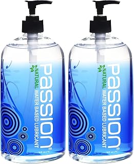 Passion Natural Water-Based Personal Lubricant, 16 Fl Oz - Premium, Non-Sticky, Easy-to-Clean Formula for Smooth, Comfortable Use (Pack of 2)