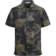 Alex Vando Mens Linen Blend Short Sleeve Shirt Vintage Printed Beach Button Down Resort Vacation Casual Shirts
