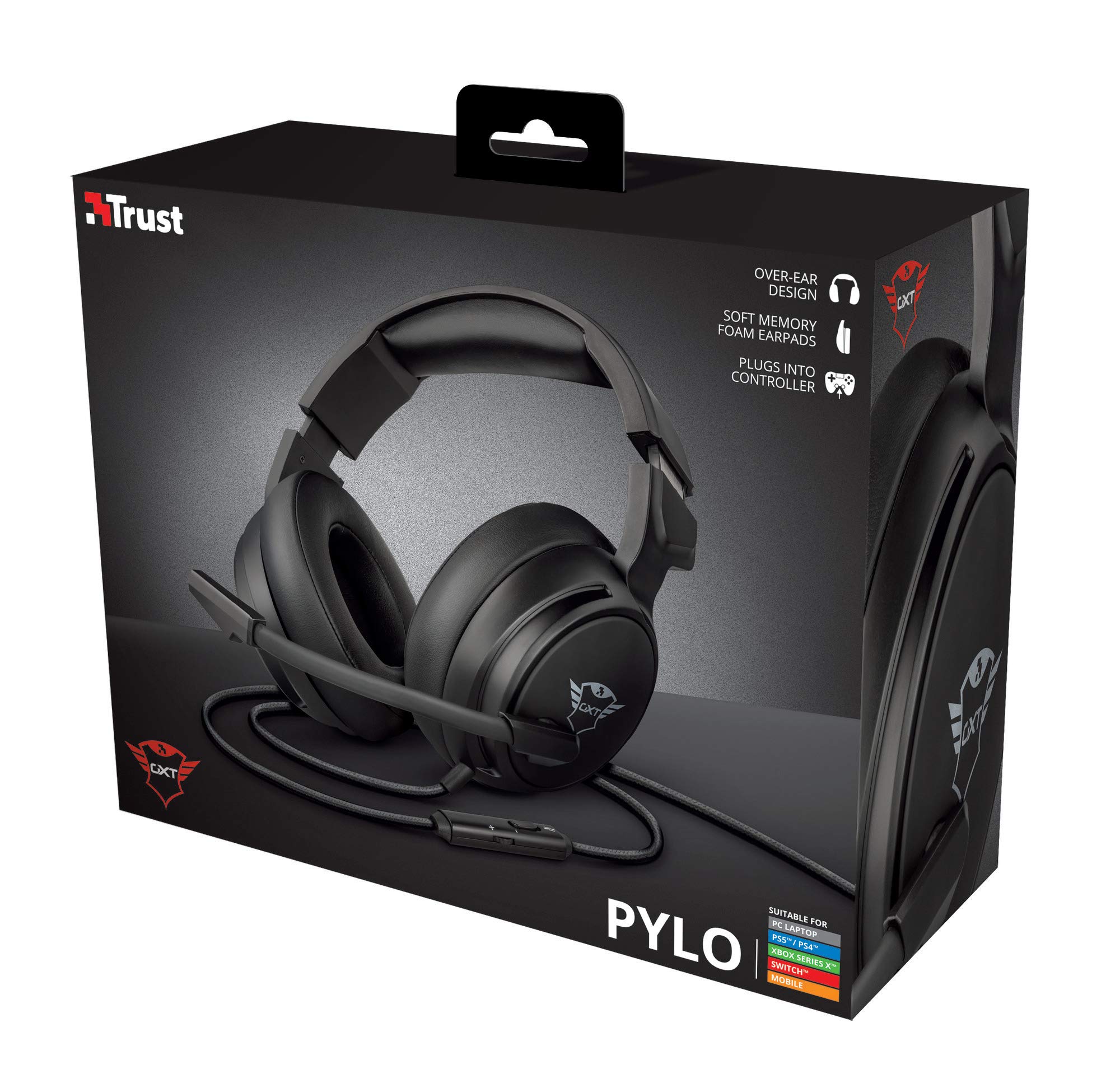 Trust Gaming Casque Gamer GXT 433 Pylo Casque Micro pour Consoles et PC, Filaire, Jack 3.5mm, Câble Tressé, Microphone Repliable pour PS4, PS5, Xbox Series X, Xbox One, Nintendo Switch - Noir