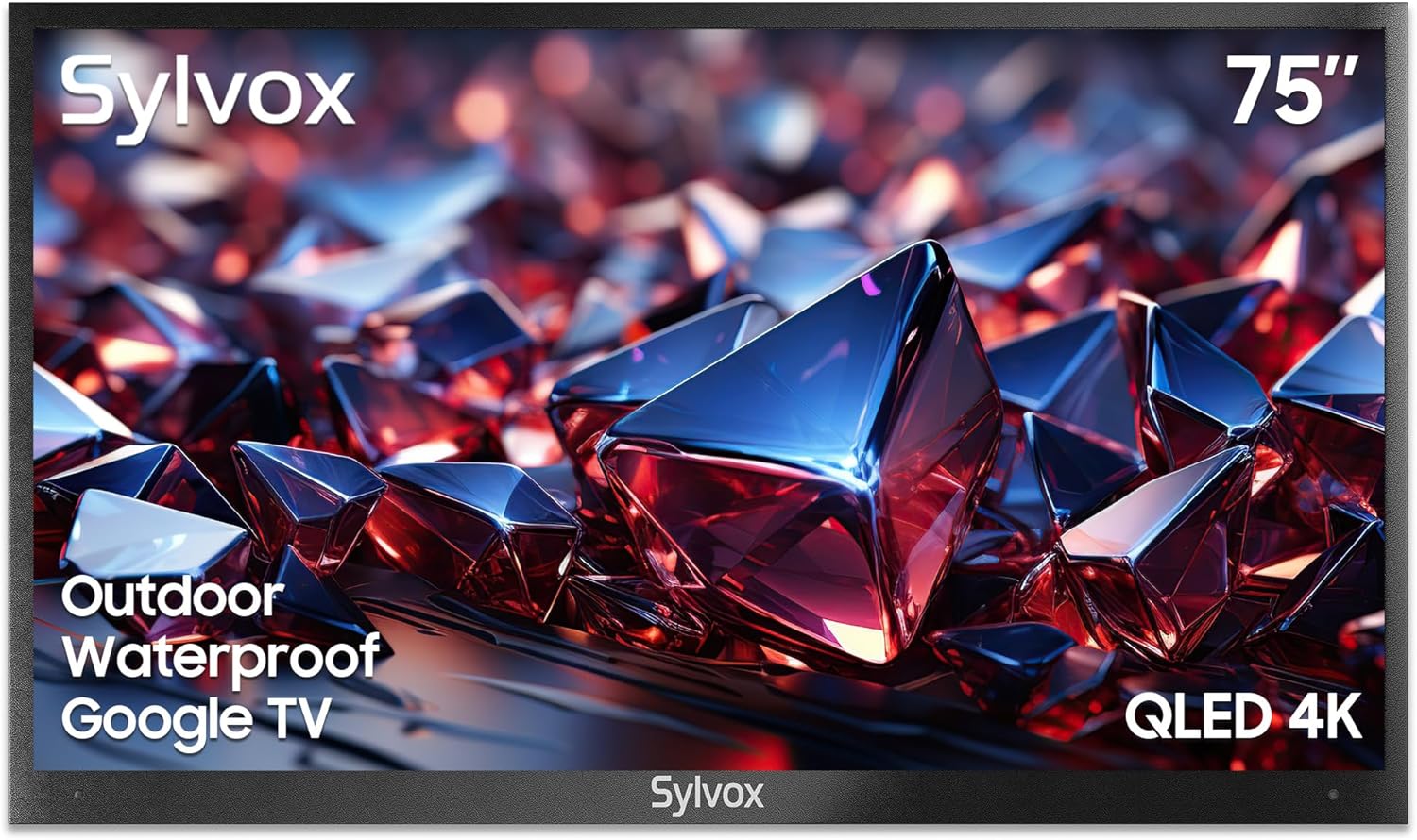 SYLVOX 75” Outdoor Google TV Waterproof 4K QLED Television, Built-in Chromecast Voice Assistant 15W Stereo Surround Panoramic Sound, Ultra-High Bright for Outdoor Full Sun Areas(PoolProQLED+ Series)