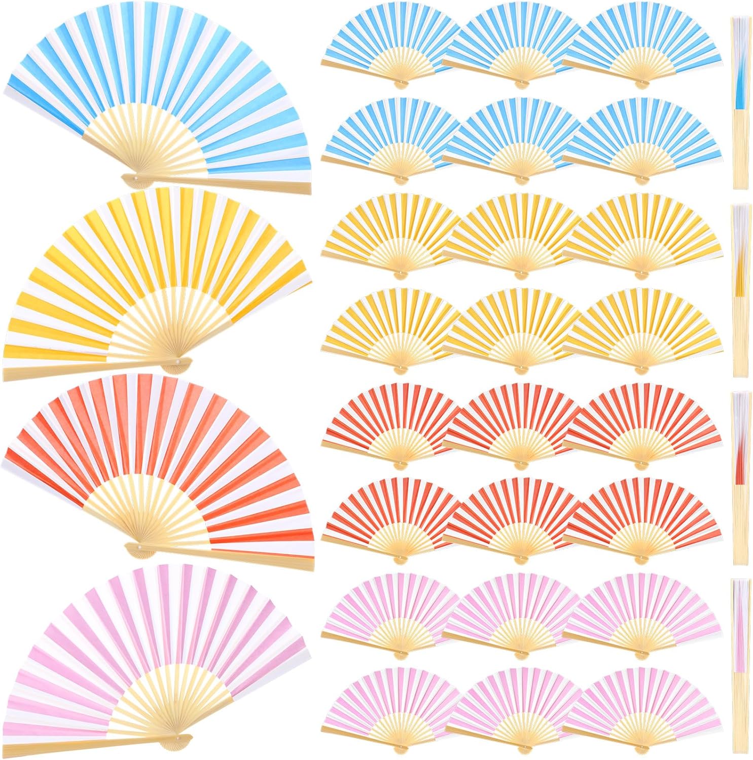 24 Pack Orange Printed Folding Hand Fans Orange Handheld Folding Fans Bulk Guests Decorative Paper Hands Fan for Women Wedding Party Supplies Bridal Shower Wedding Bridesmaid Gift Party Favors