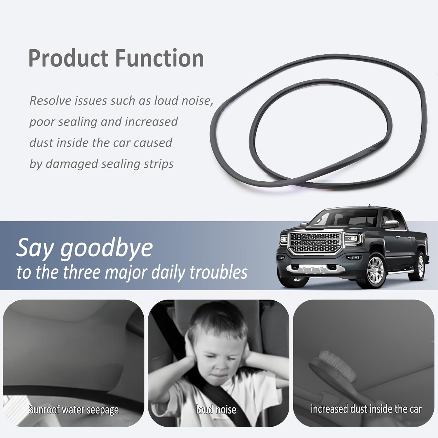 ASTROSYNC 22815954 Sunroof Glass Weatherstrip Seal Compatible with 2007-2018 Cadillac Escalade Chevy Avalanche Silverado 1500 2500 3500 HD Suburban 1500 2500 Tahoe GMC Sierra 1500 2500 3500 HD Yukon