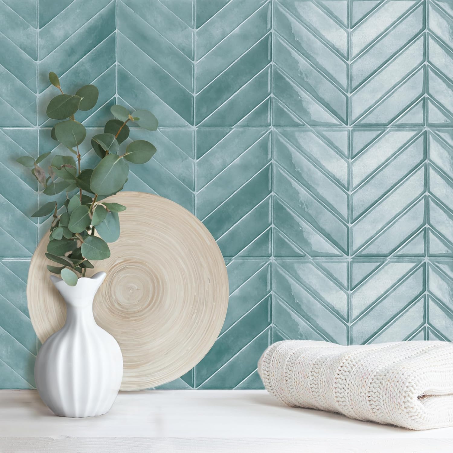 SMART TILES Peel and Stick Backsplash - 5 Sheets of 11.43" x 9" - 3D Adhesive Peel and Stick Tile Backsplash for Kitchen, Bathroom, Wall Tile