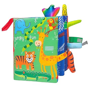 FunBlast Soft Baby Cloth Book for Infants & Toddlers – Early Learning Fabric Book for Babies, Washable Educational Toy for Newborn Boys & Girls (Jungly Fun)